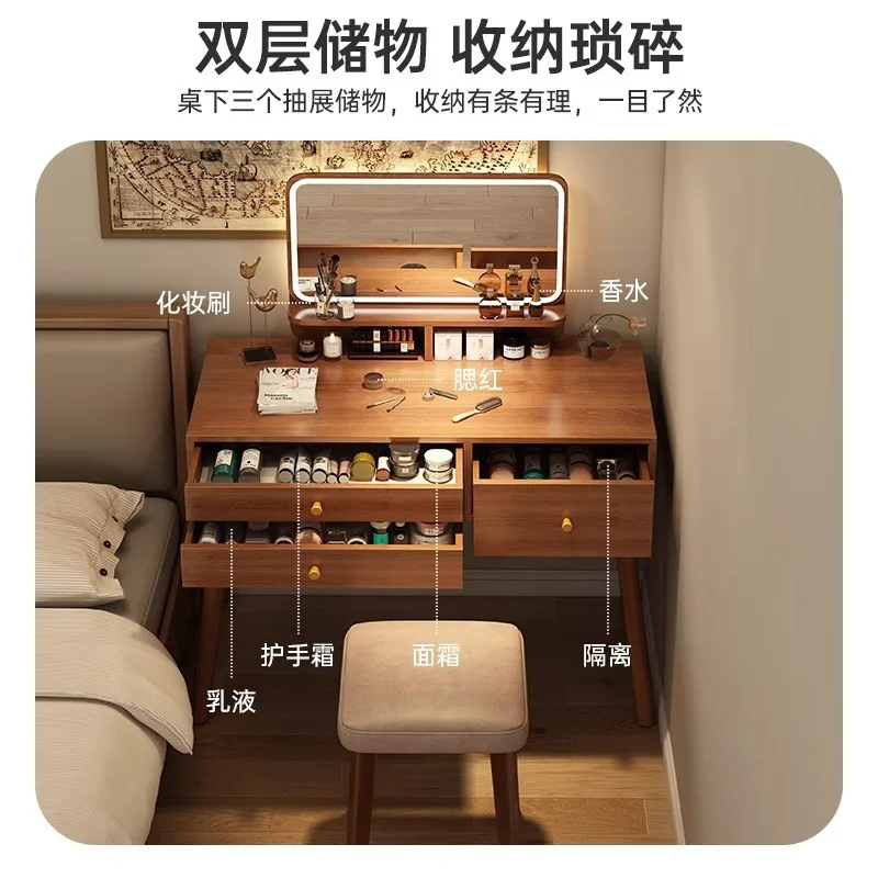 AOLIVIYA Bedroom Dressing Table Set Women Girl Makeup Vanities Desk 2-in-1 Storage Cabinet Corner Bedside