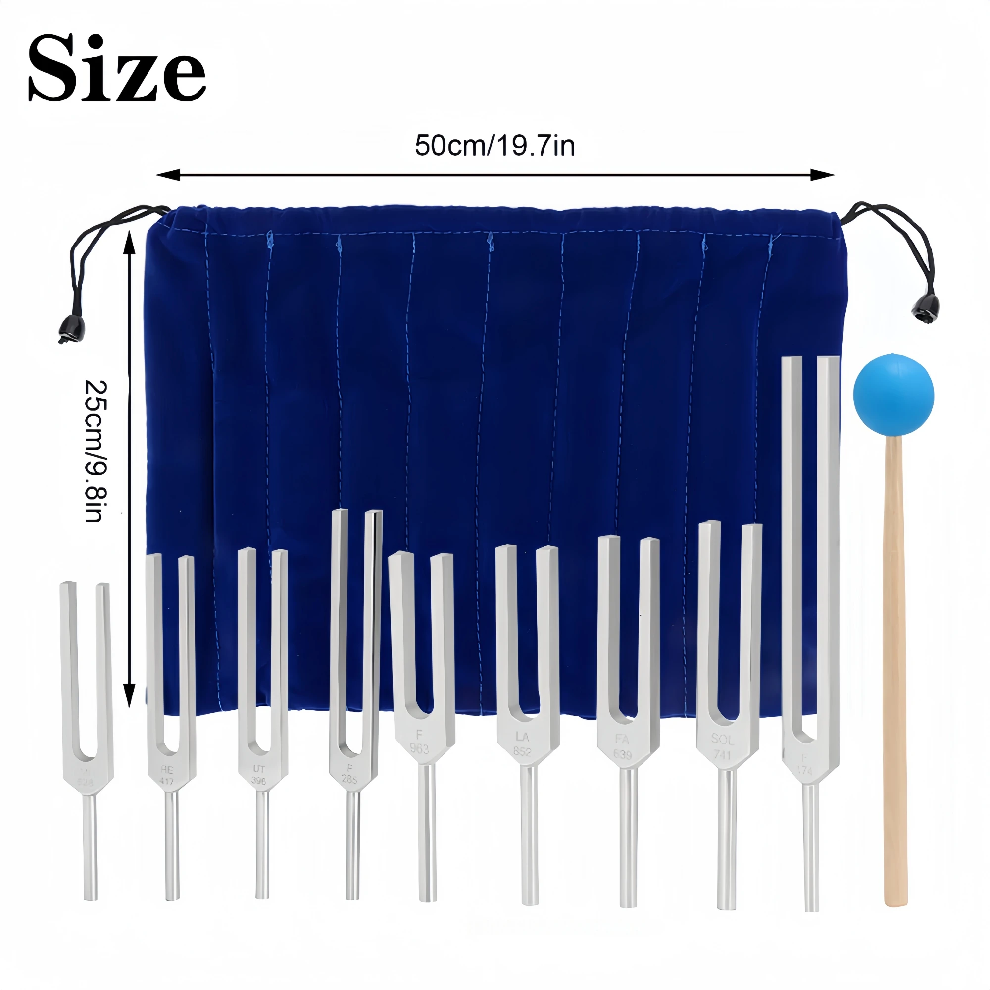 Miwayer Professional Tuning Forks Set 9 Pcs Aluminium Alloy for Instrument Treatment Yoga Sound Testing Violin Guitar Tuner