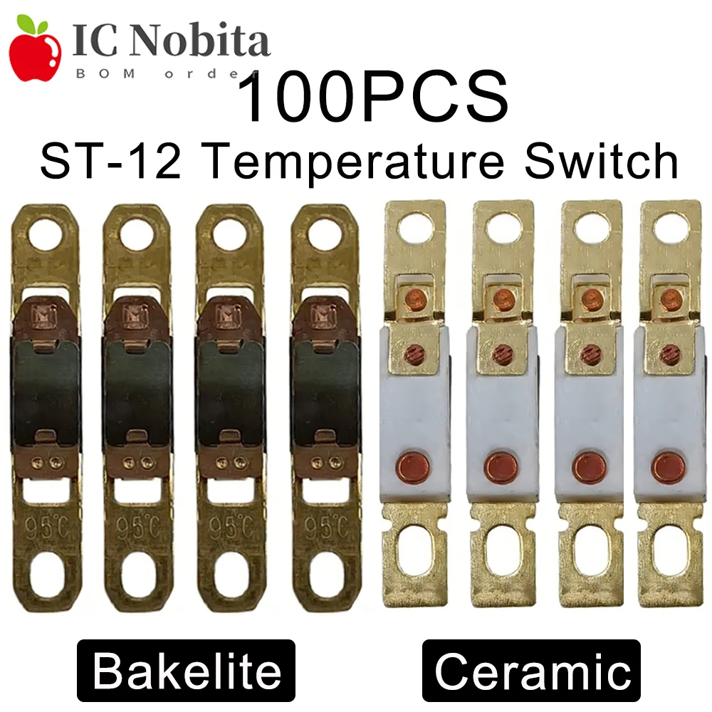 100PCS ST-12 Temperature Switch Thermostat Ceramic Hair Dryer Overheat Protector NC for Hot Air Blower & Heater 70-150C