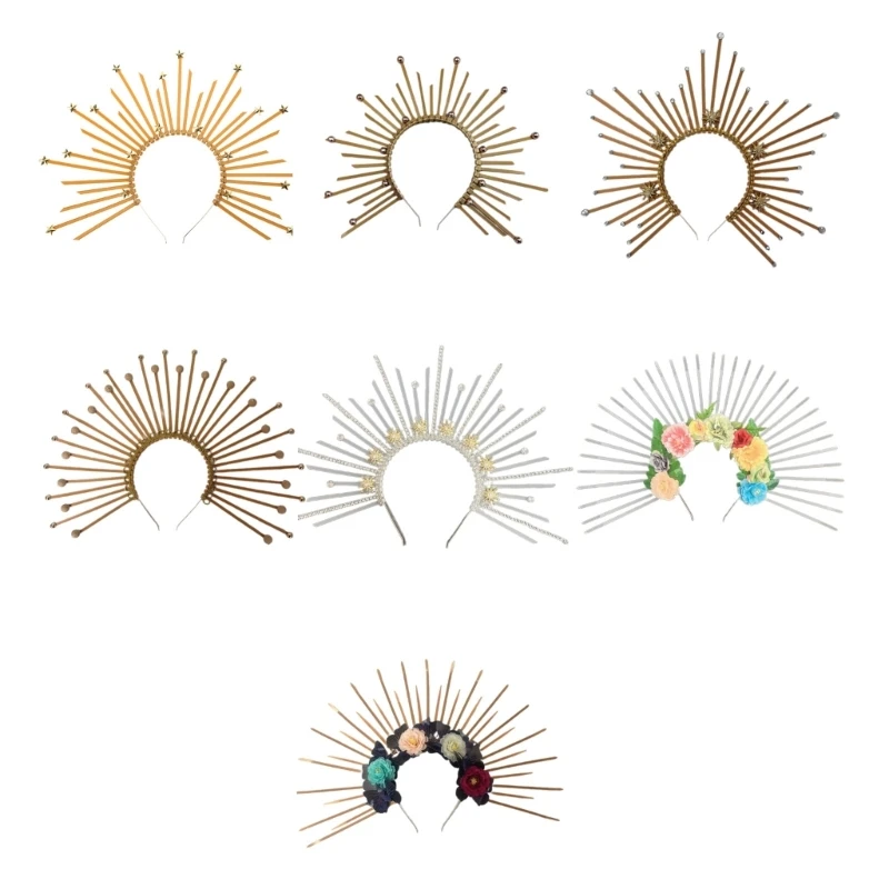 

Five-pointed Star Round Head Buckle Crowns Party Halloween Costume Headwear Witch Dress Hair Accessories