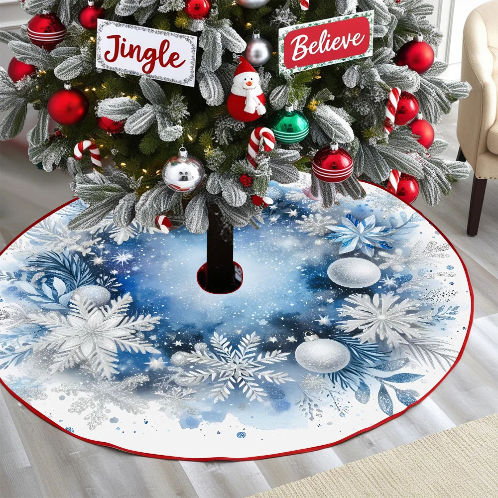 تنورة شجرة عيد الميلاد بنمط ندفة الثلج من VIKAMA مثالية لديكور العطلات في المنزل والمكتب مثالية كهدية احتفالية