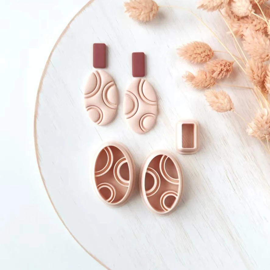 Polymer clay shape cutter mirrored set , abstract modern earring moulds, sharp 3D printed mould | clay jewellery supplies
