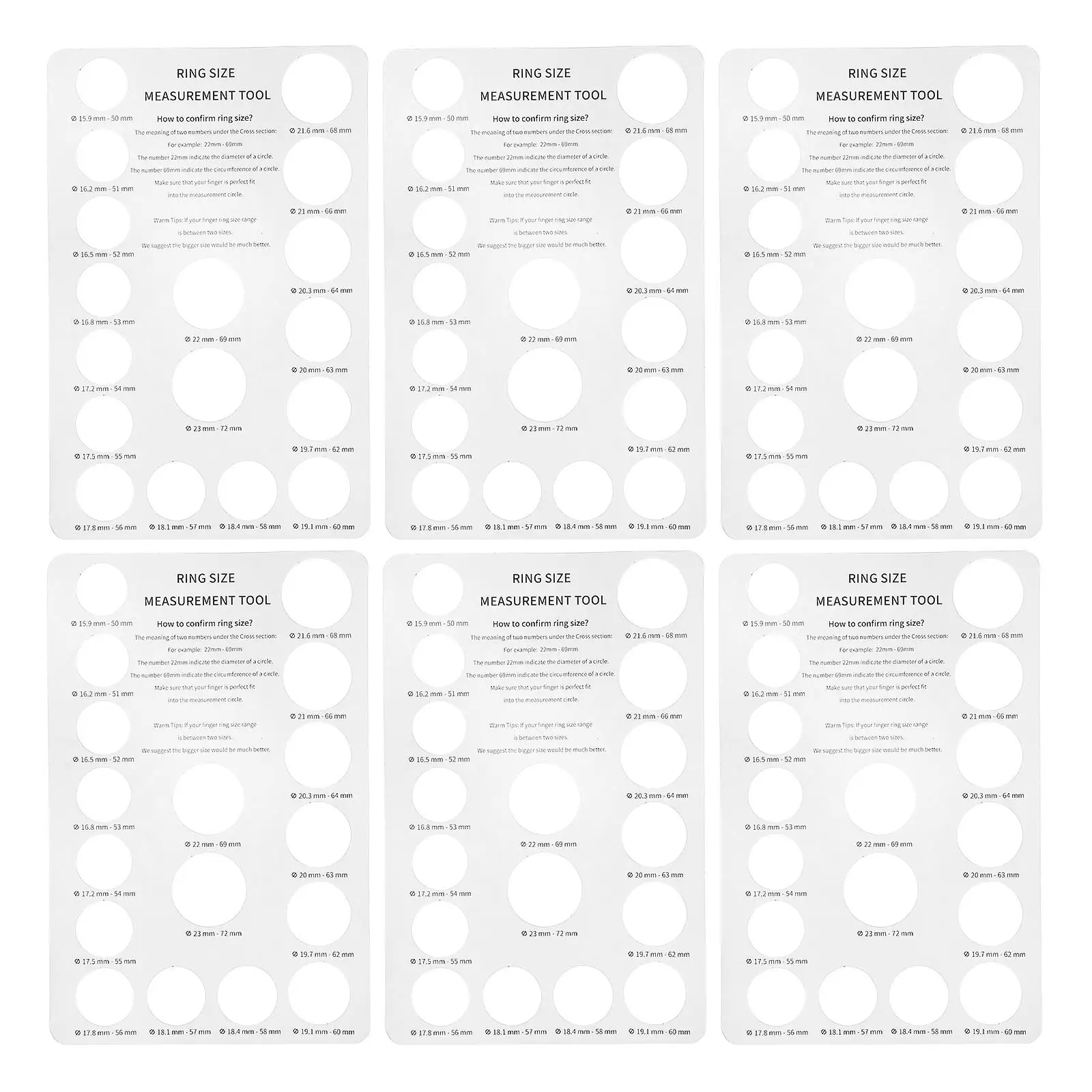 

5pcs Ring Sizers Lightweight Portable Finger Size Tools for Home Jewelry Shop Mall Accurate Measurement Boards