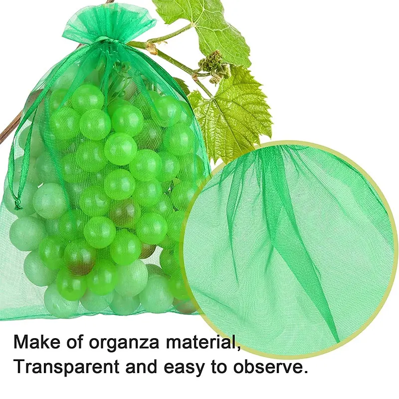 Fruit Protection Bags 100PCS Grapes Mesh Bag Pest Control Anti-Bird Vegetable Fruits Net Garden Planter Strawberry Grow Bags