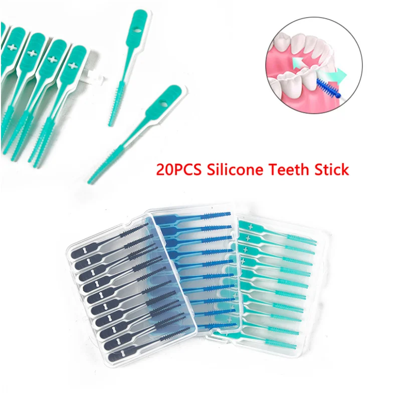 20pcs/box Interdental brush Orthodontic brush Cleaning Teeth Gaps Oral Care Soft silicone head Interdental brush Good for gums