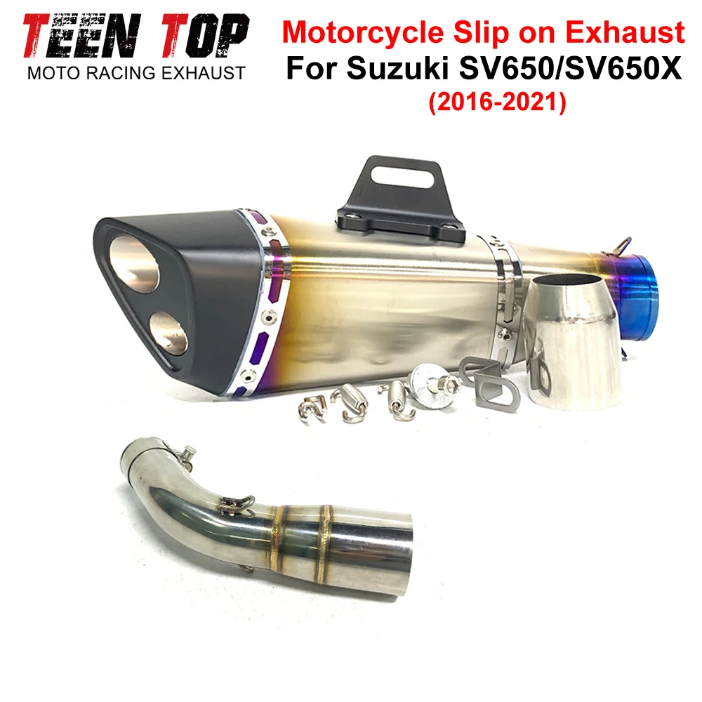 51mm Stainless Steel Universal Exhaust Muffler For SUZUKI SV650 SV650X 2016-2020 2021 Slip On Exhaust Connection Pipe view 4