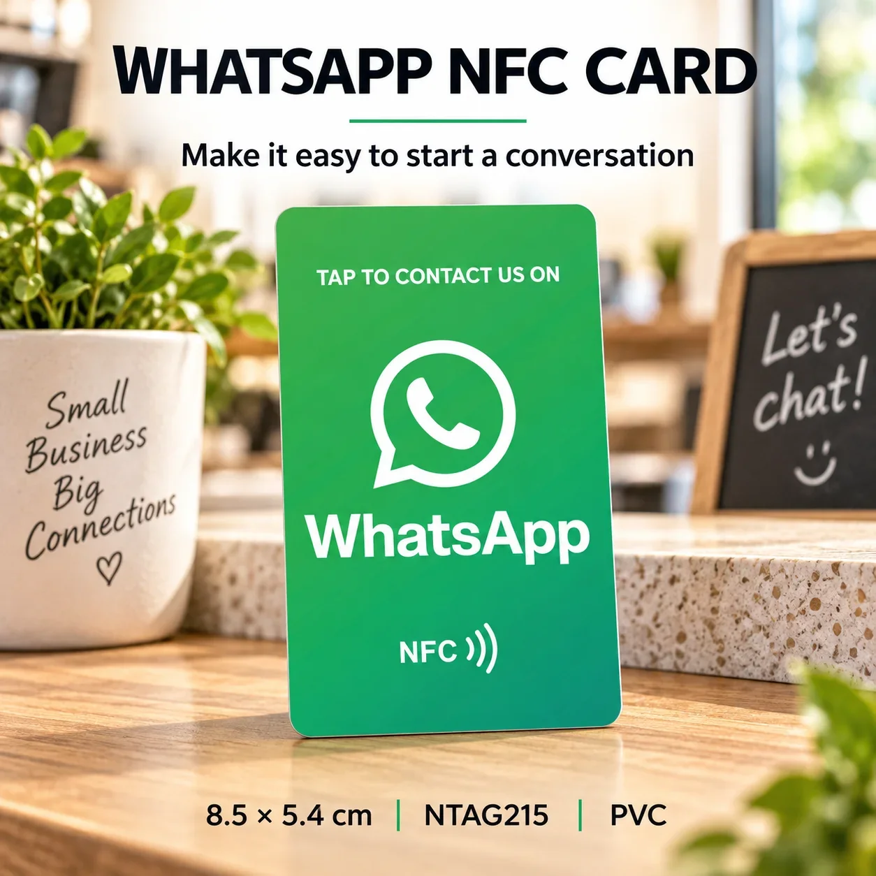 1pc Green Gradient Rewritable NFC Card for WhatsApp PVC 215 Chip Tap to Share Your Contact Buyer Setup Required Before Use