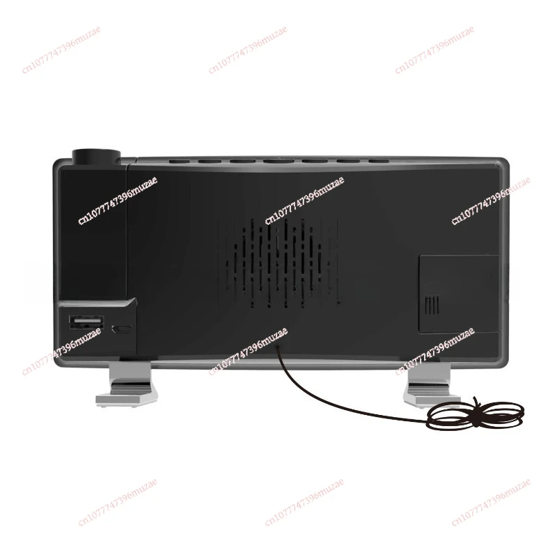 Radio Projection Alarm Clock LED Display Electronic Clock, Curved Screen Digital Alarm Clock