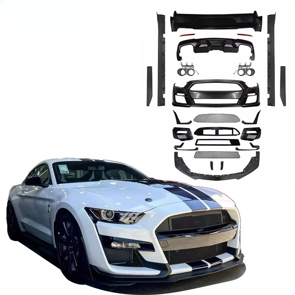 New Design PP ABS Material Body Kit for  Mustang 2015-2017 2.3T 5.0L GT GT350 Upgrade to GT500 Shelby Car Bumper Assrmbly