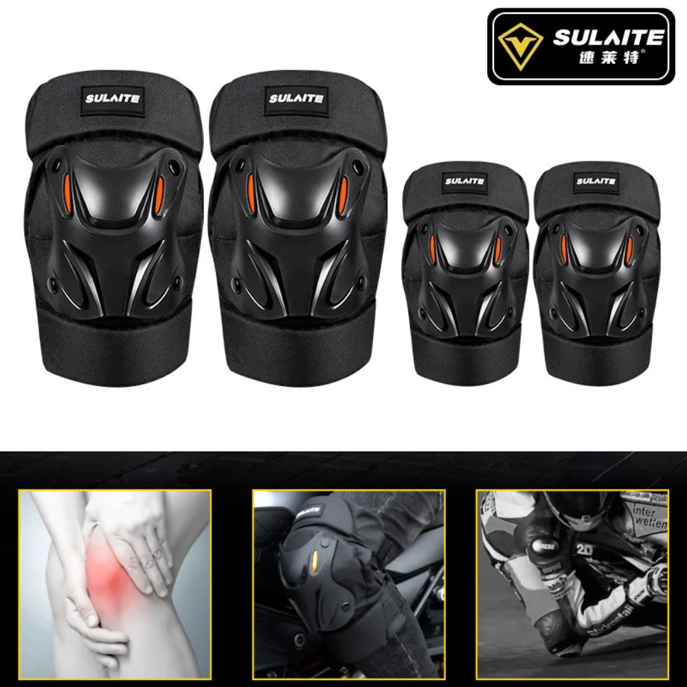 زوج من وسادات الركبة للدراجات النارية ومنصات الكوع. لحماية ركوب الخيل، وسباقات MTB، والدراجات النارية على الطرق الوعرة