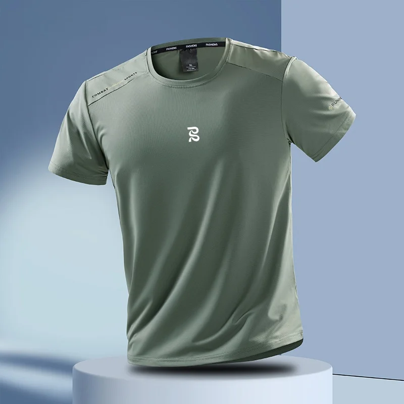 

Lightweight Breathable Ice Silk Men's T-irt Qui Dry Sweat Absorbent Outdoor Fitn Running irt Summer Thin M T-irt