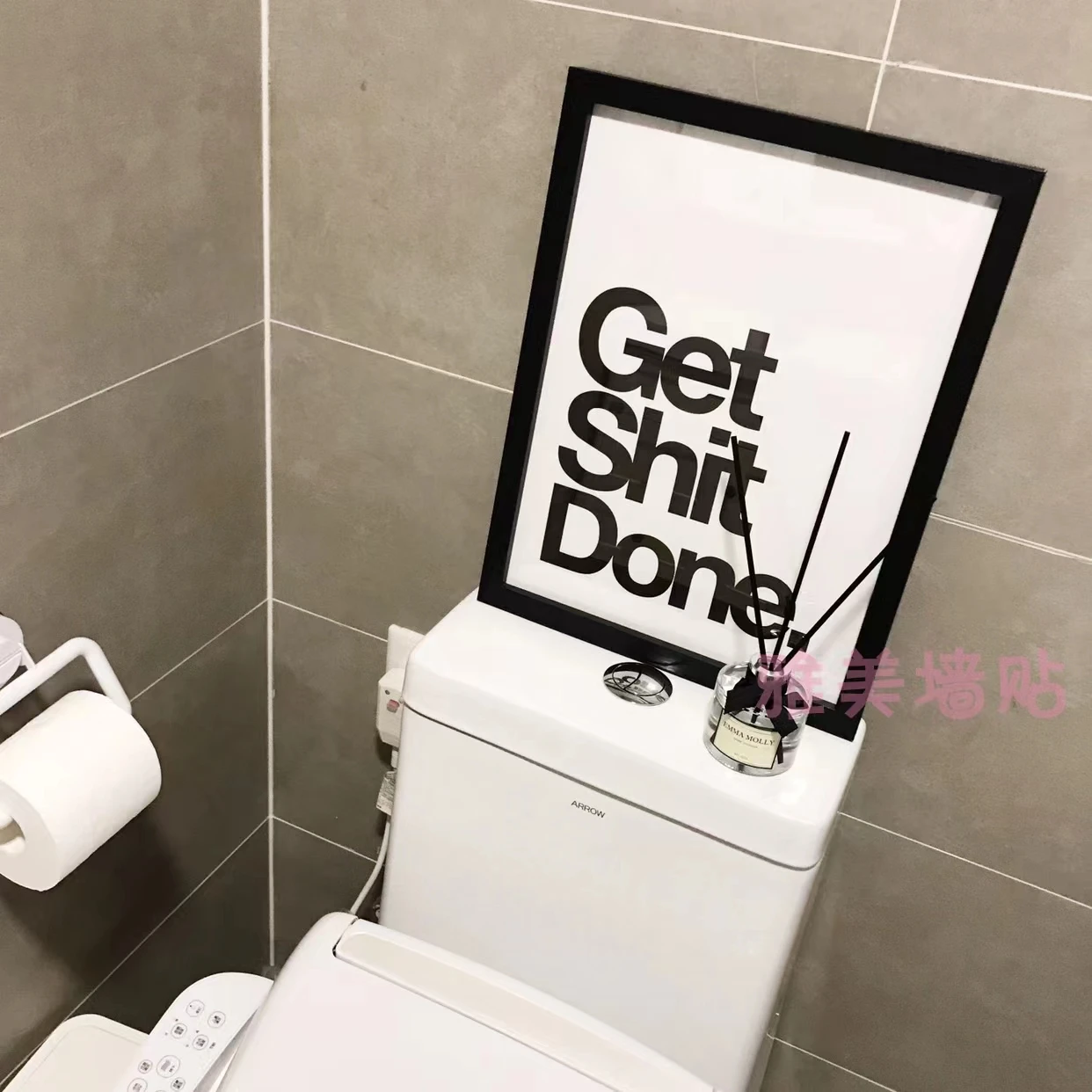 Simple Ins Nordic Get Shit Done Quotes Black White Wall Art Prints Canvas Painting Poster Pictures For Bathroom Room Decoration
