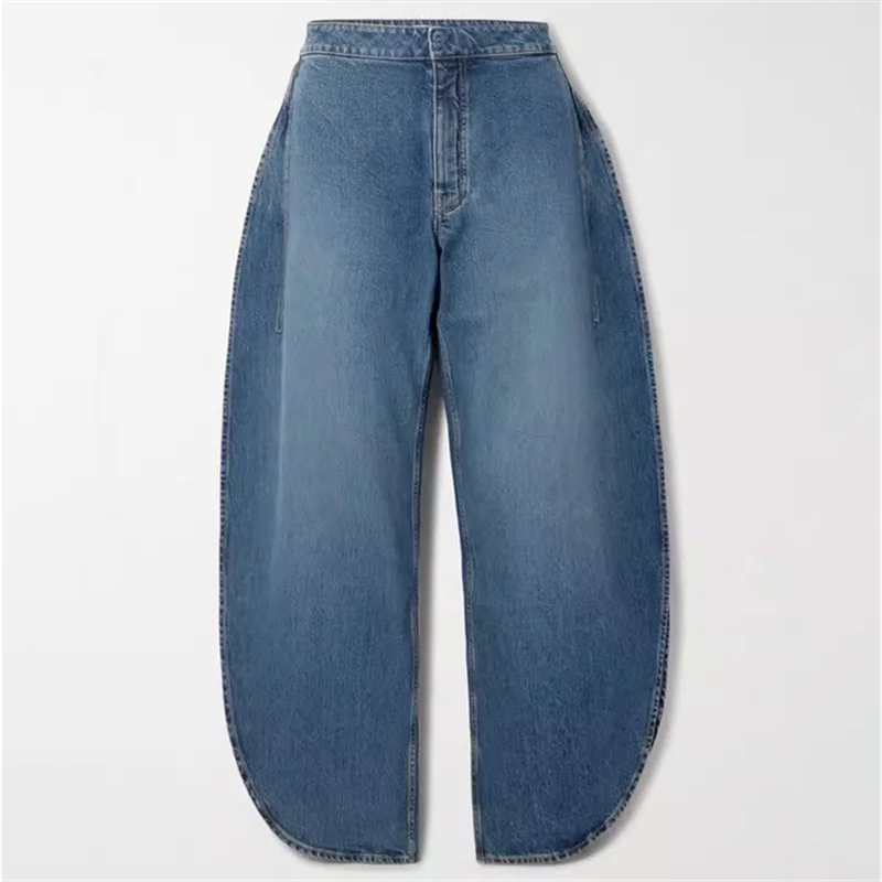 Damenjeans Neue hoch taillierte Slim-Fit-Damenhosen für den Herbst 2025, Retro-Hosen aus reiner Baumwolle mit weitem Bein, Y2K-Denim-Hosen