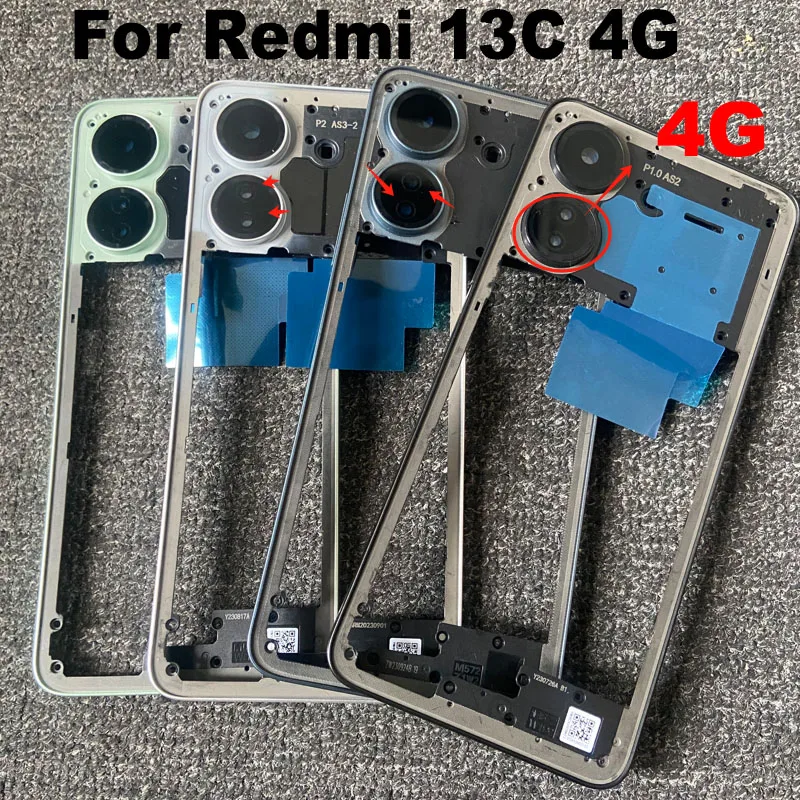 New For Xiaomi Redmi 13C Front Bezel Middle Frame Back Housing Case Mid Plate Replacement For Poco C65