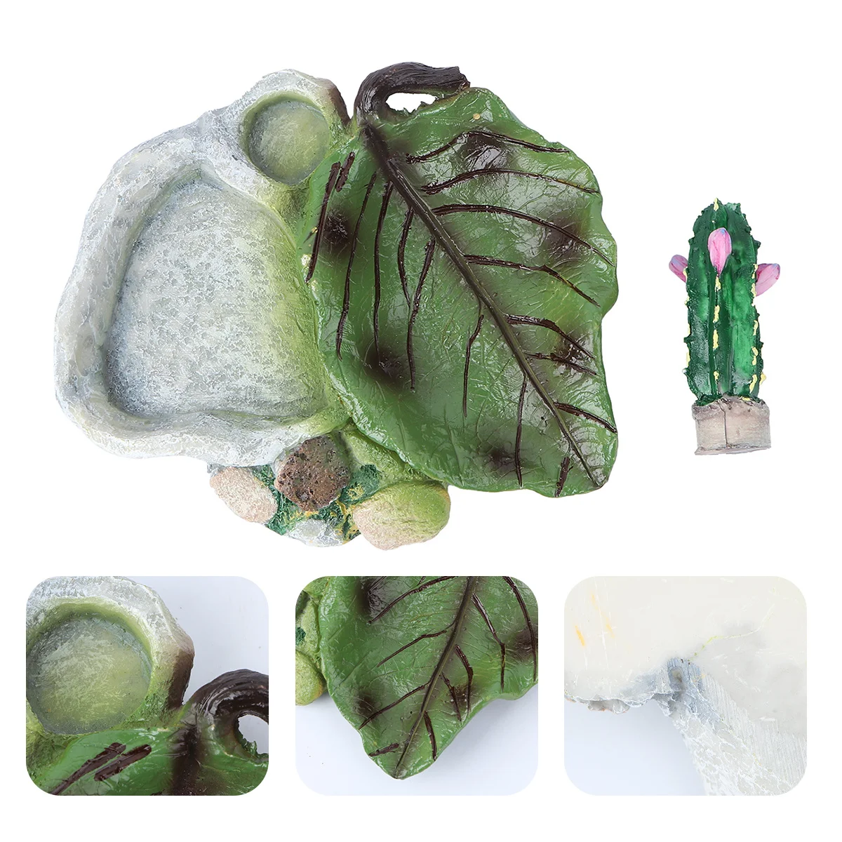 

1Pcs Reptile Feeding Bowl Cactus Pattern Long-Lasting Non-Staining Food Dish for Small Pets Crawler Tortoise Lizard Water