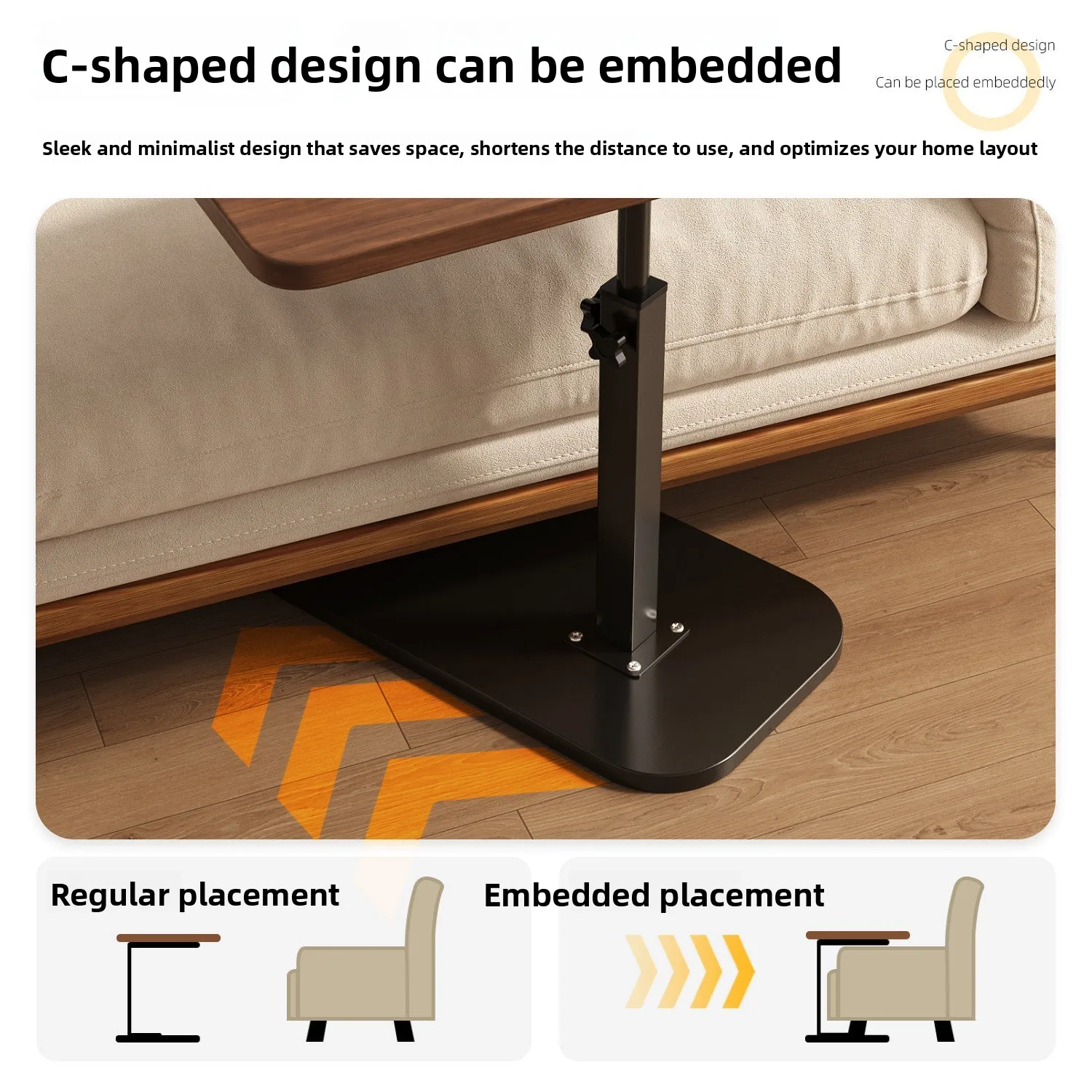 Height-Adjustable Folding Side Table Carbon Steel Flip-Over Laptop Desk Compact X Cm Footprint No Rollers Assembly Required