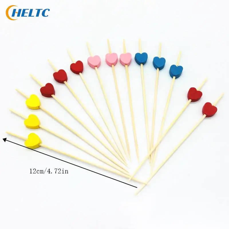 50/100PC Disposable Bamboo Skewers Food Pick Buffet Cupcake Fruit Fork Party Cake Dessert Salad Vegetable Stick Toothpick Skewer