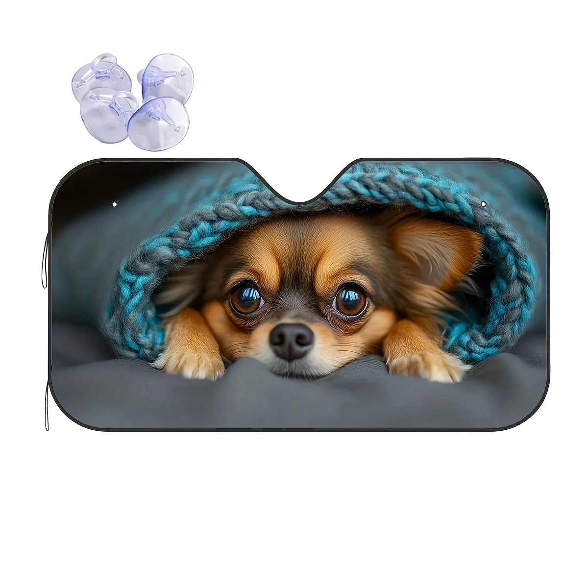 

1pc Cute Puppy Cozy Knitted Pattern Car Sunshade - Easy-to-Install, Windshield Protection, Keeps Your Car Cool, Ideal For Hot We