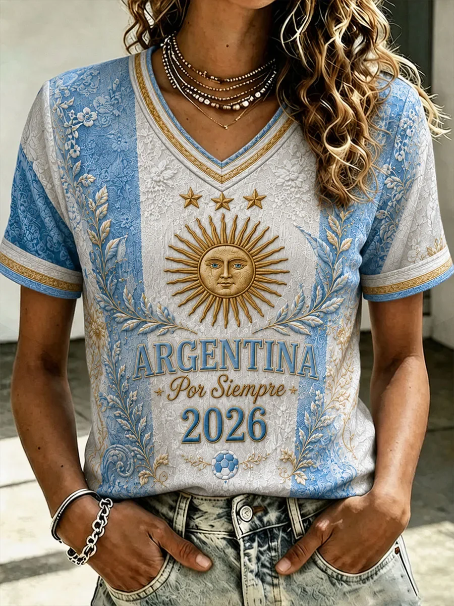 T-shirt d'entraînement de football pour supporters argentinens édition 2026 - Impression numérique 3D - Confortable et respirant - Vêtements pour toute la famille