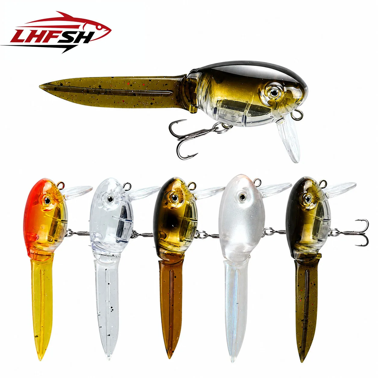 LHFSH 8g 8,5cm Bionischer Schwimmender Froschlarven-Hardbait mit Weichem Schwanz und Schwingender Bewegung, S-Typ Schwimmstil für Barsch- und Karpfenangeln