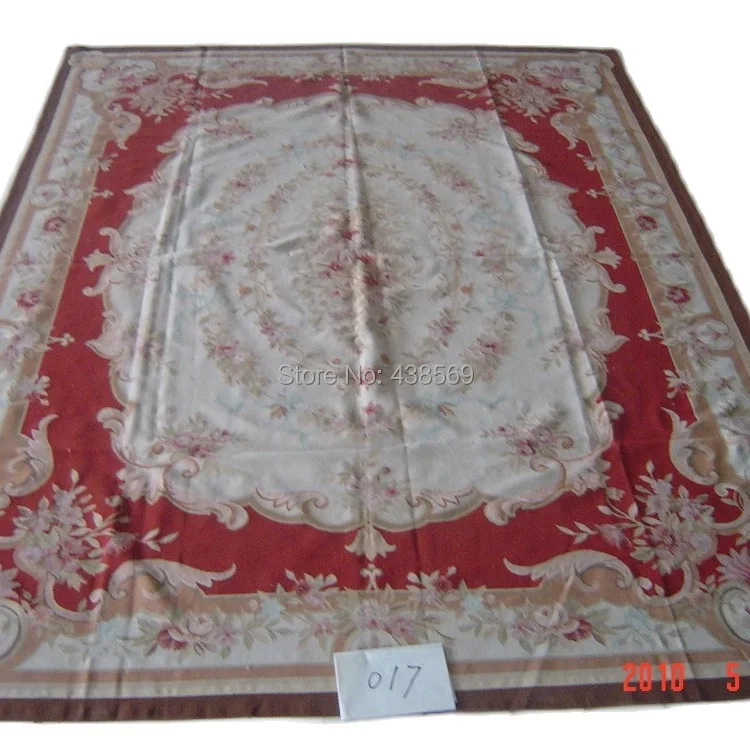 Free shipping  9'x12'  Aubusson rugs woolen carpets vivid red color Shabby Chic carpets -- all kinds of rugs in our store