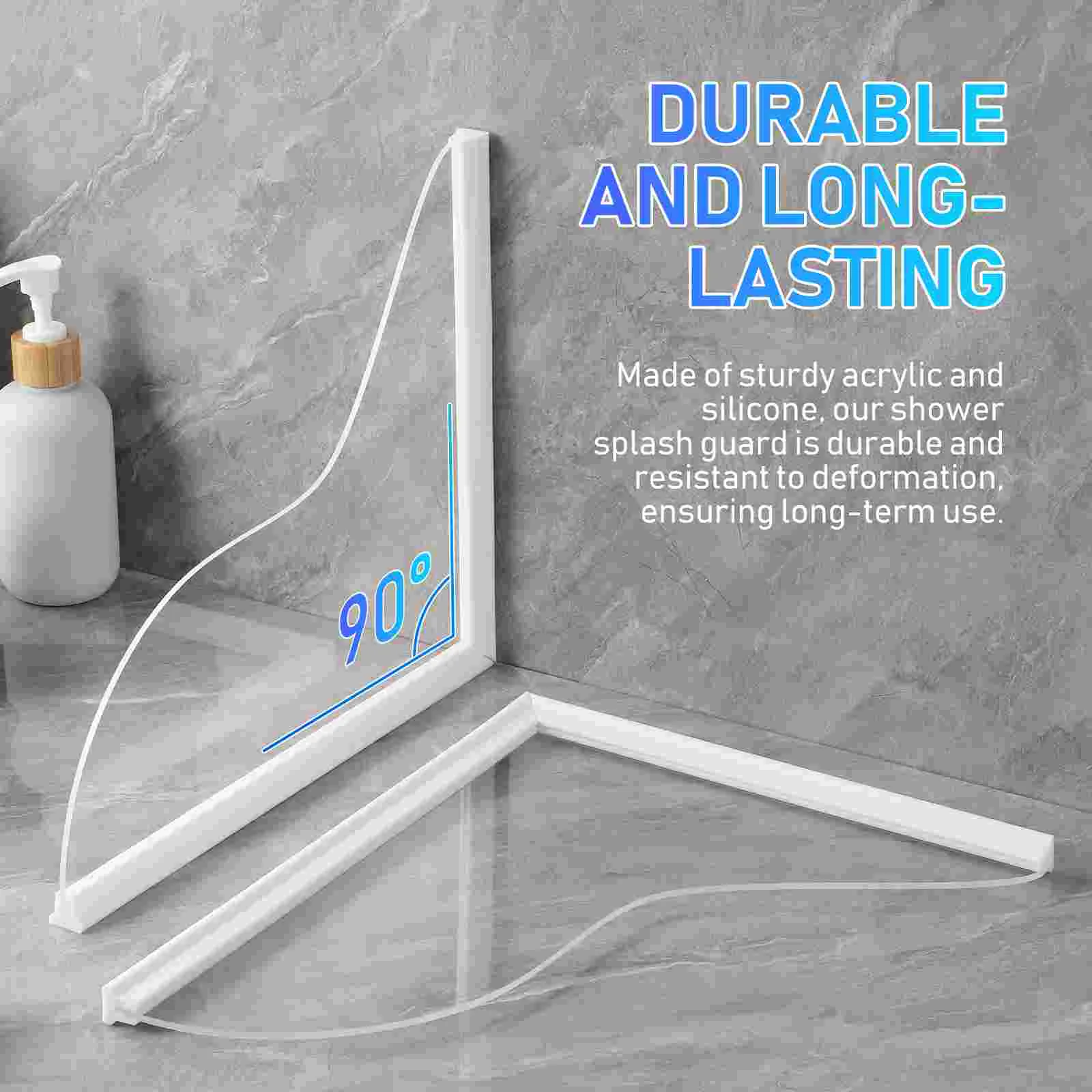 2 Pcs Shower Splash Guard Barrier Water Stopper Corner Splashing For Bathtub Sink Guards Silica Gel Bathroom