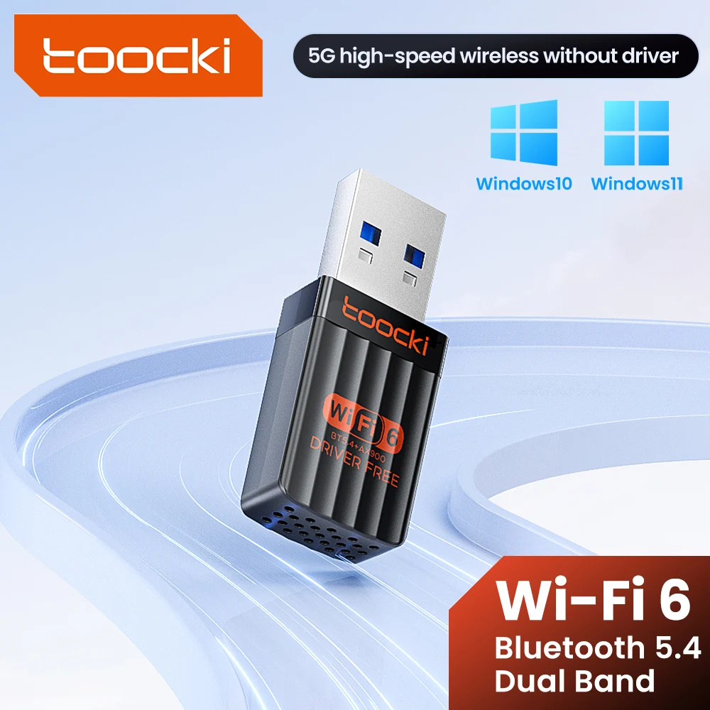 

Toocki 900Mbps USB WiFi 6 Adapter Bluetooth 5.4 Wireless Network Card Driver Free Dongle 2.4G&5G Wi-Fi Antenna USB for Win10/11
