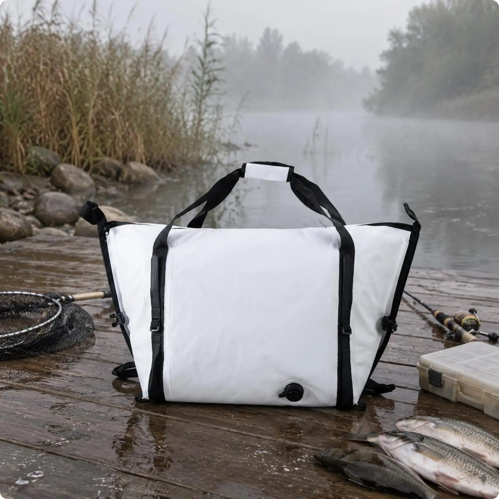 Bolsa de almacenamiento aislada para pesca, contenedor de PVC impermeable para transportar pescado, ideal para la cadena de frío, acampada y equipo de pesca.