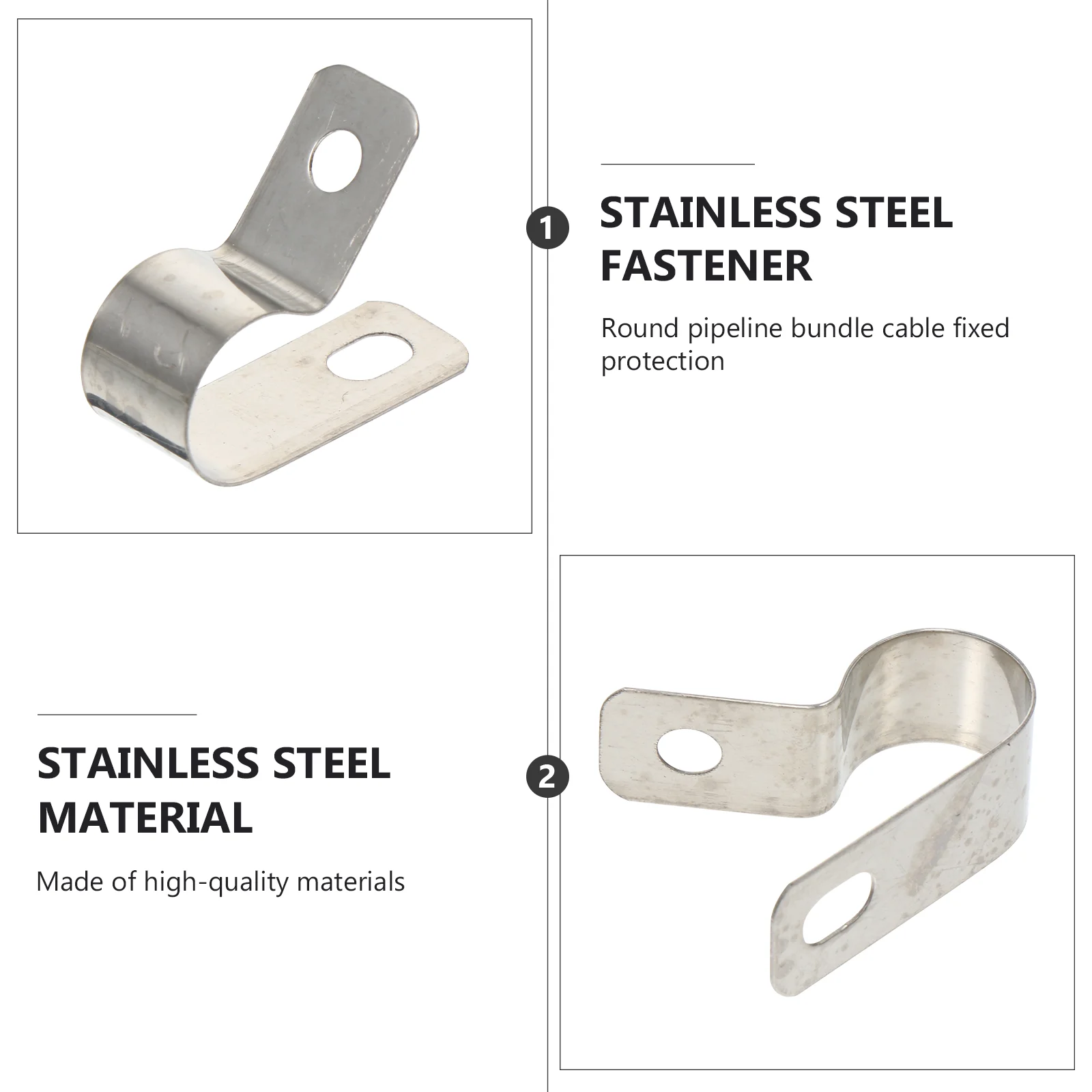 

R-type Cable Fixing Clips Wire Holder Fasteners 304 Stainless Steel Durable Silver Metal Clamps Cable Management Organizer