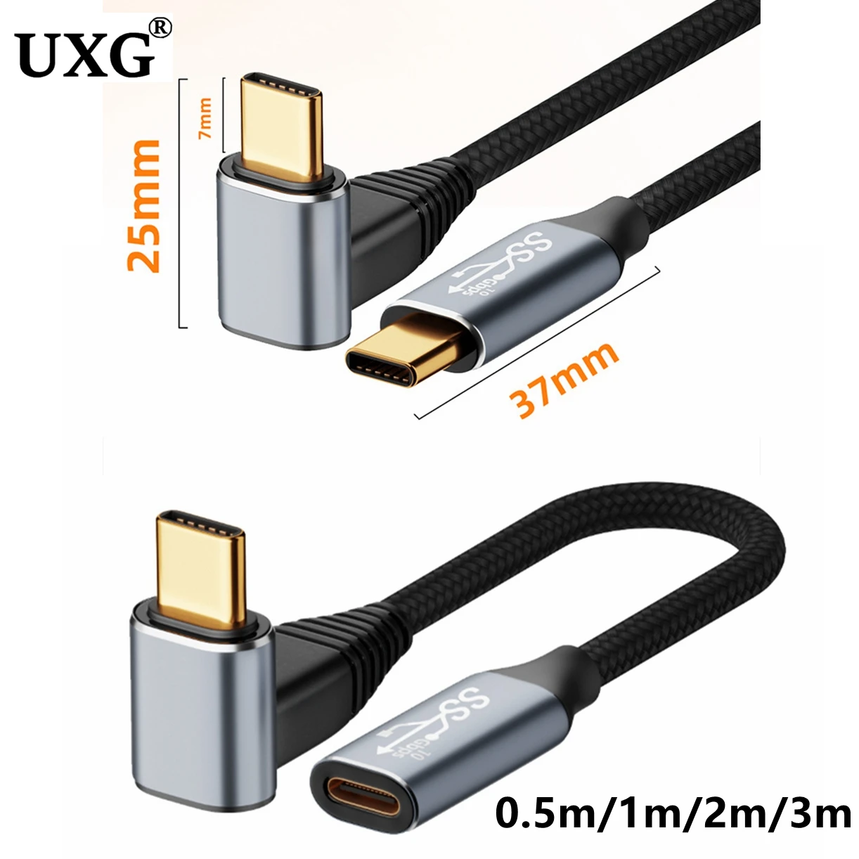 Stereoscopic elbow GEN 2 USB3.1 Type-c 100W 10Gbps 4K 60Hz Male to Female Cable Cord Steamdeck Audio video extension Fast Charge