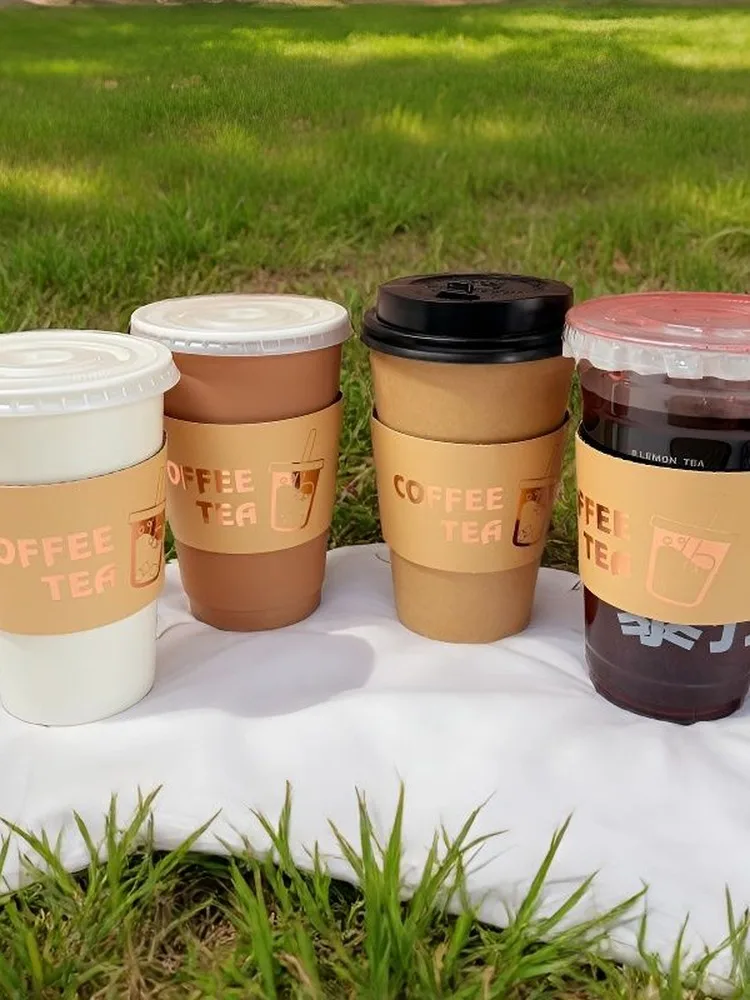 

Утолщенные гофрированные бумажные вкладыши для стаканов из крафт-бумаги для кофеен и магазинов молочного чая, одноразовые, универсальные, с высокой эстетической ценностью