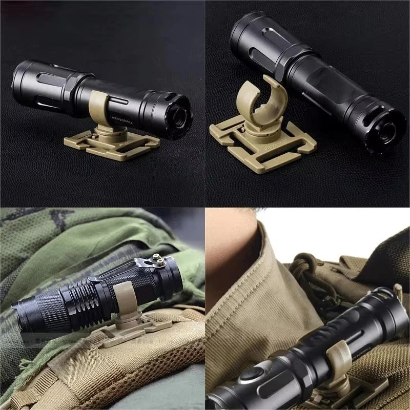 1/2pcs Rotating flashlight clip, water pipe clip, backpack clip, 25mm webbing tactical buckle, outdoor camping accessories