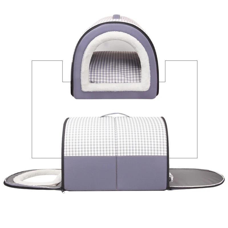 Enclosed Warm Dog Bed for Small Medium Dogs Foldable Waterproof Dog Cave House Removable Cat Nest Basket Pet Supplies