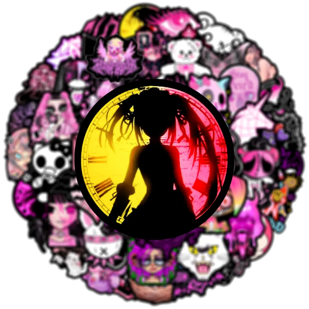 10/30/50pcs Pink Black Gothic Cool Girl Stickers Horror Skull Decal Phone Laptop Car Decorative DIY for Waterproof Sticker Toy