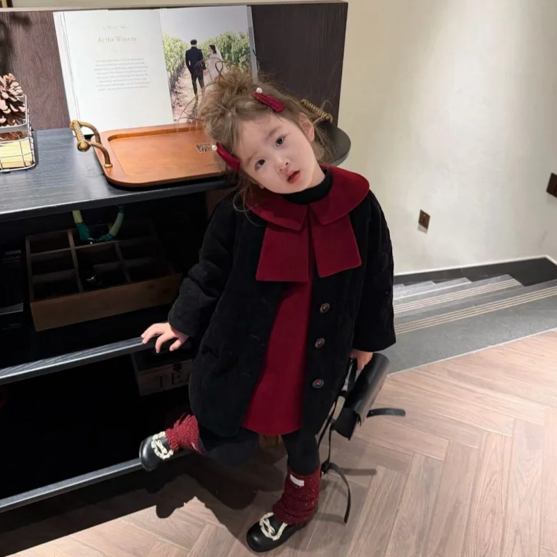 Girls New Year Thickened Dress2026New Winter New Year Battle Robe for Baby Girls Thickened Red Vest Dress