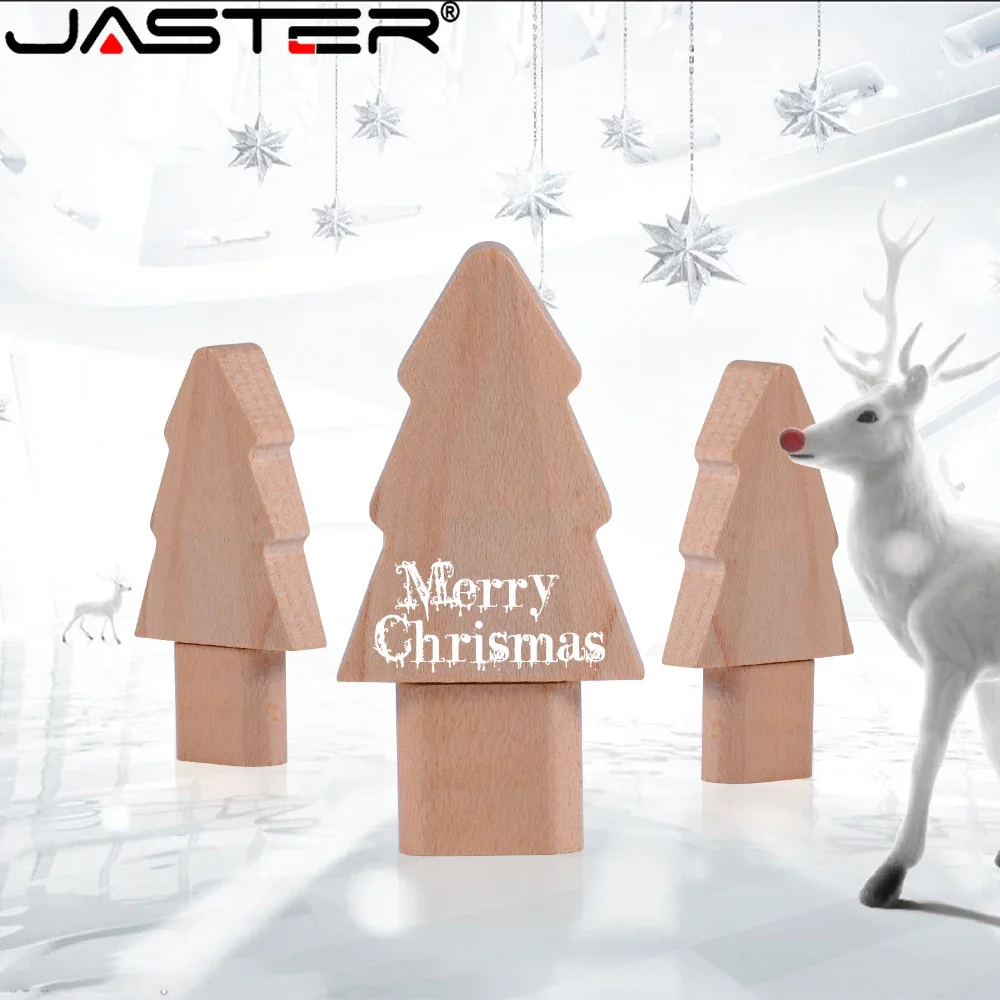 JASTER USB Flash Drive Merry Chrismas Pen Drive Creative Gifts Memory Stick Free Custom Logo Pendrive 128GB 64GB 32GB 8GB U Disk
