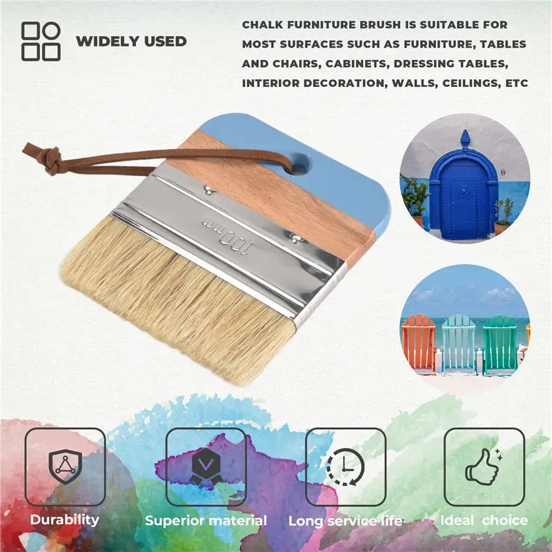 ABRI-Chalk And Wax Paint Brushes Oval Brush For Acrylic Painting Bristle Stencil Brushes For Wood Furniture Home Decor
