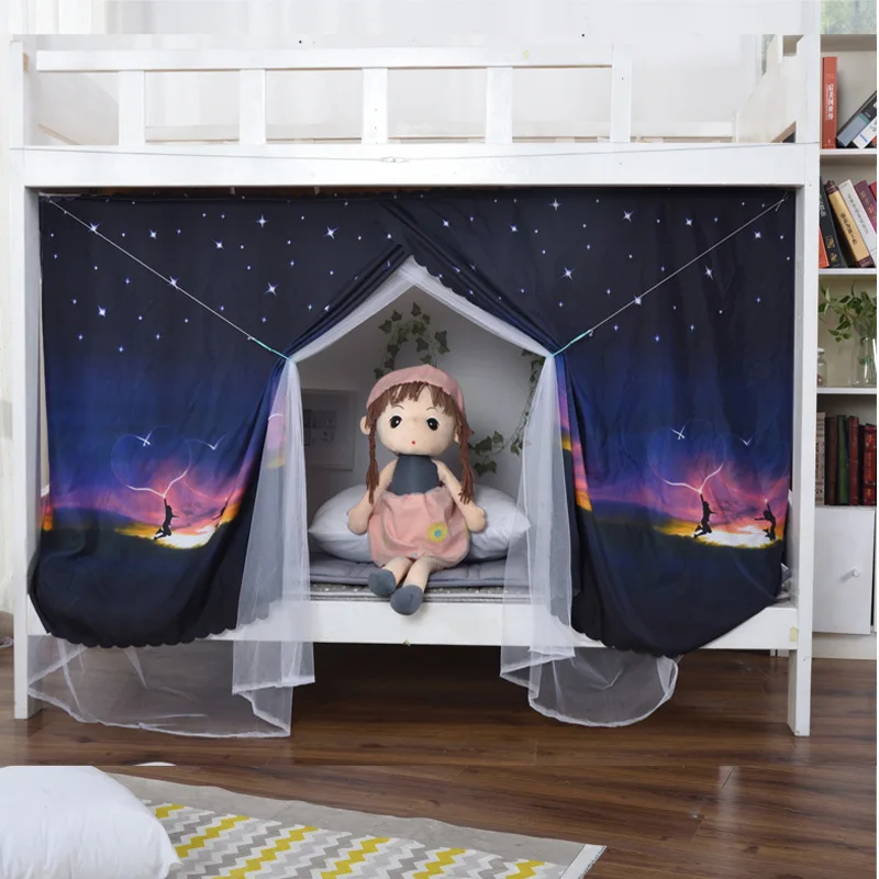 

Custom. Factory Direct Supply Student Dormitory Integrated Bed Curtain Mosquito Net Two-in-One Dustproof Top Light Blocking Brea