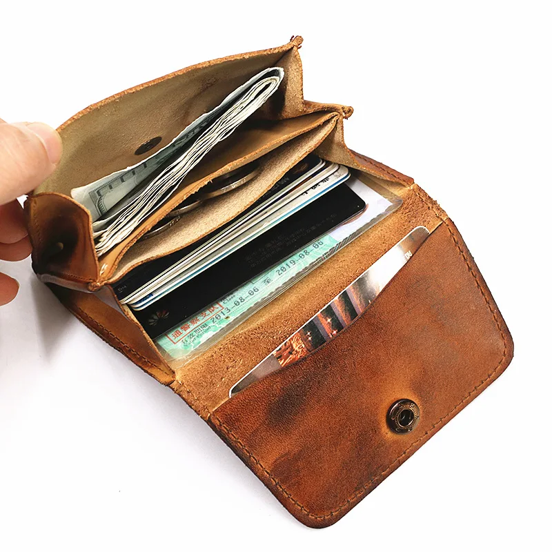 

Genuine Leather Wallet for Men Women Brand Vintage Handmade Short Small Men's Wallets Card Holder Original Leather Coin Purse