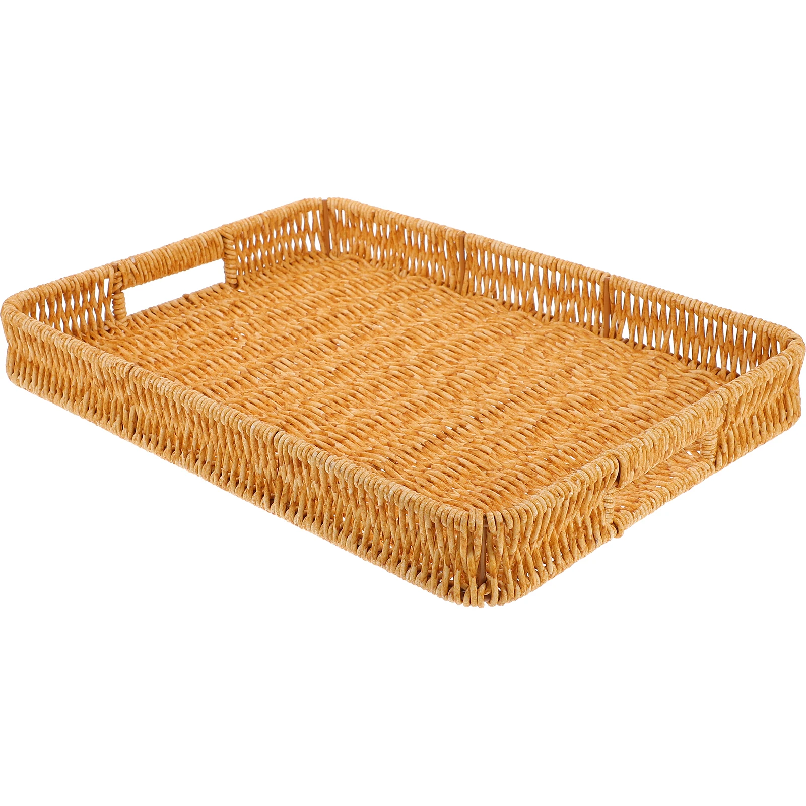 

Rattan Woven Storage Basket Home Kitchen Organizer Bread Serving Tray Fruit Snacks Towels Cosmetics Books Cleaning
