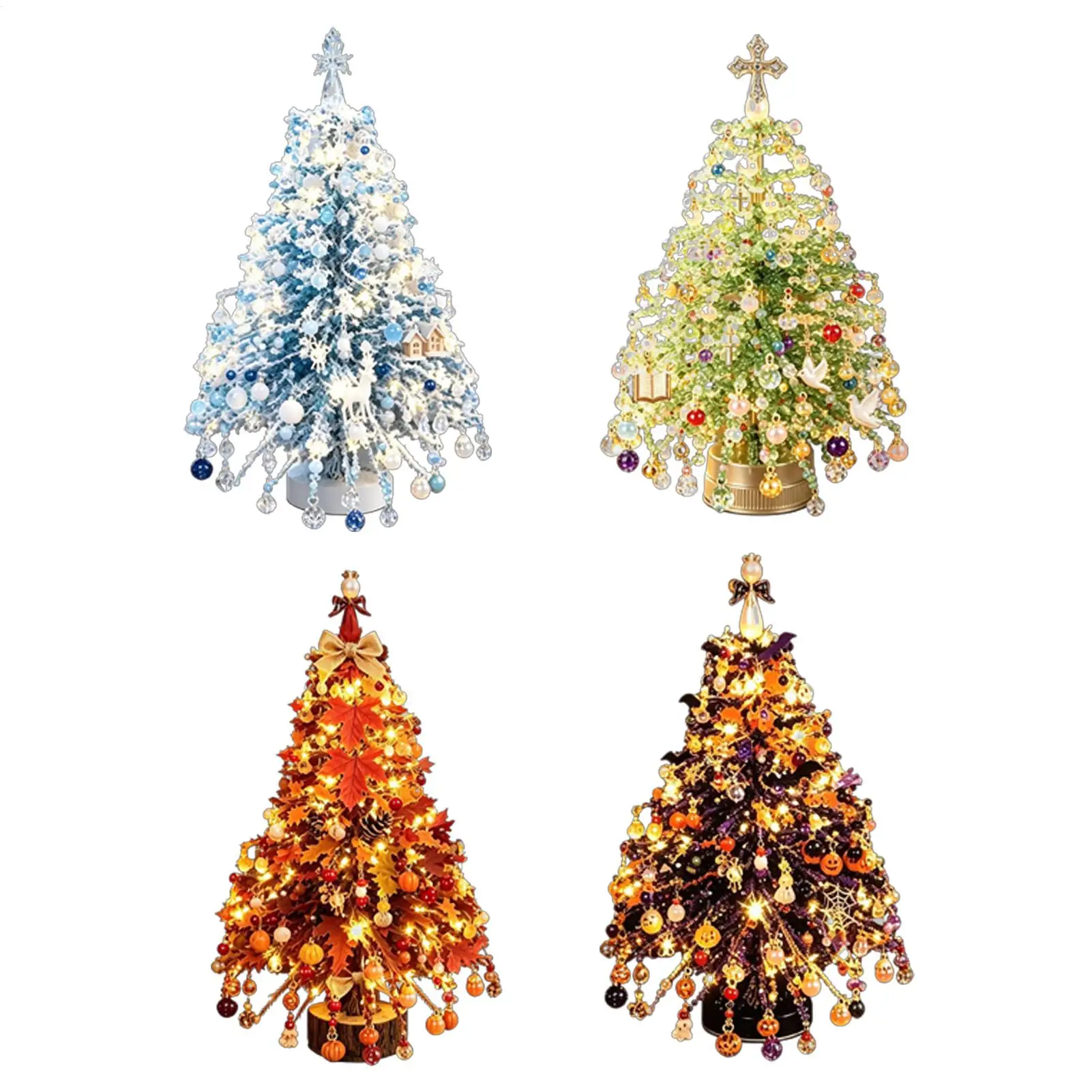 Beaded Christmas Tree Kit Shiny Festive Theme with Instructions Mini Christmas Tree Beading Art for Professionals Enthusiasts