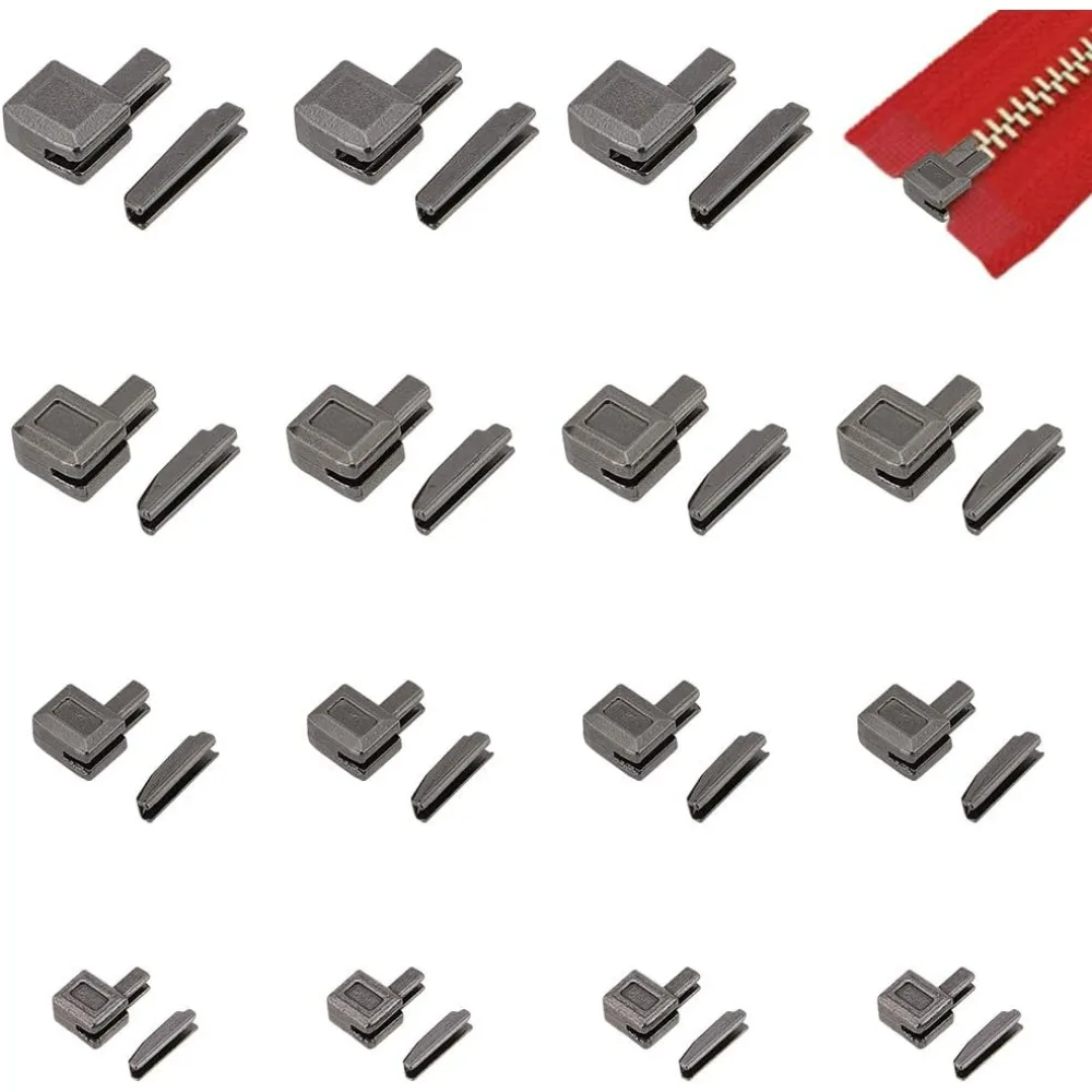 16 Sets Metal Zipper Repair 4 Sizes Zipper Insertion Pin #3#5#8#10 Latch Slider Retainer Bottom Stop Making Kit