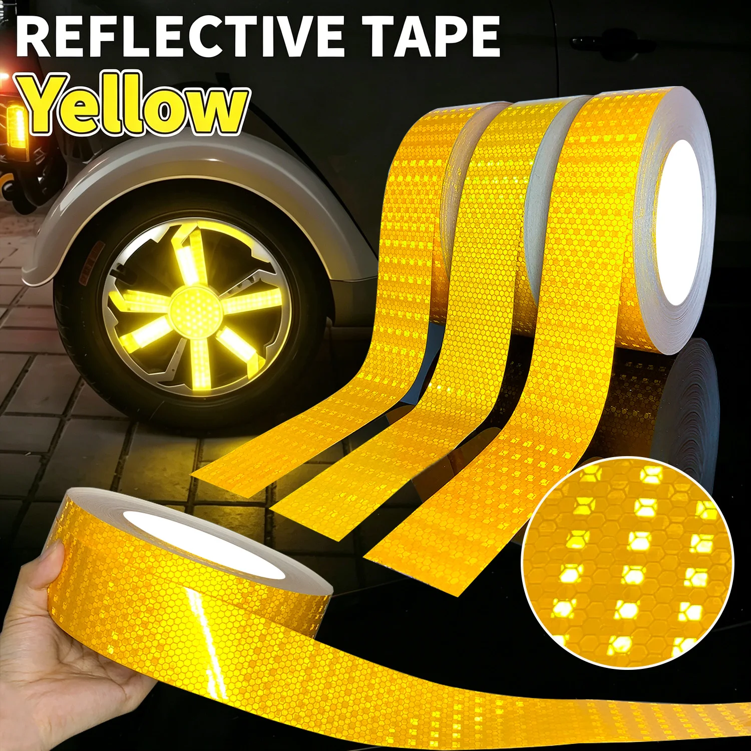 Reflective Sticker Solid color Checkered Pattern Reflector Tape Red Yellow Fluorescent White Reflect Film For Truck Car Road