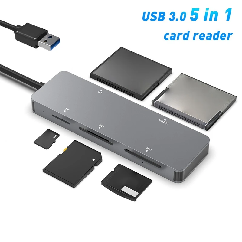 USB 3.0 Multifunction Card Reader Cfast/CF/XD/SD/TF Card Reader 5 In 1 USB Card Reader 5Gbps For PC Laptop Accessories