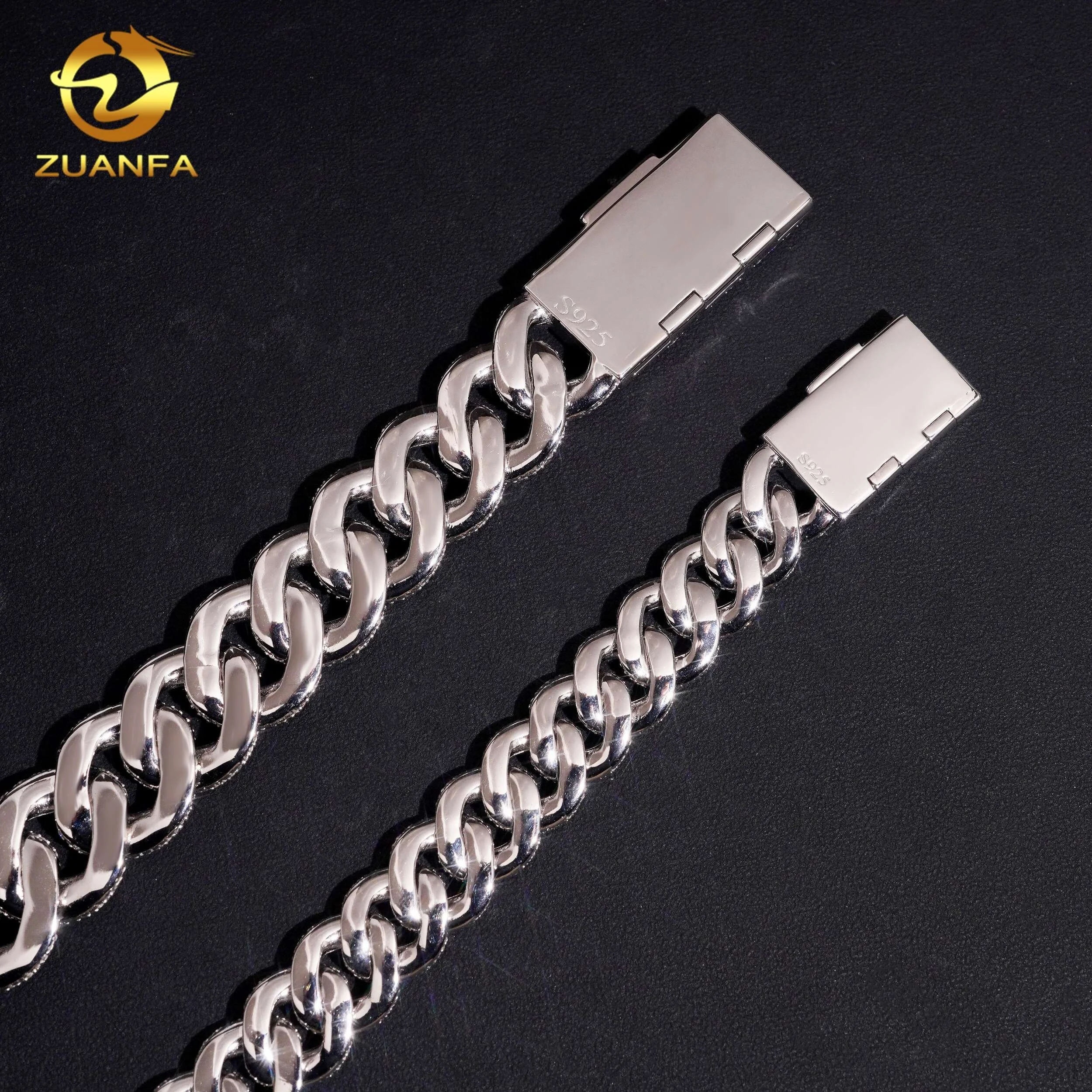 Link .Moissanite Cuban Chain 925 Silver 15mm 20mm Iced Out Miami Cuban Necklace Pave Hip Hop Jewelry Chains for Men Women