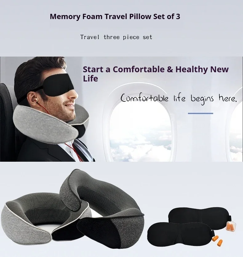 U-shaped Pillow Slow Rebound Memory Cotton Lunch Break Sleep Travel Pillow Soft Skin-friendly U-shaped Neck Pillow