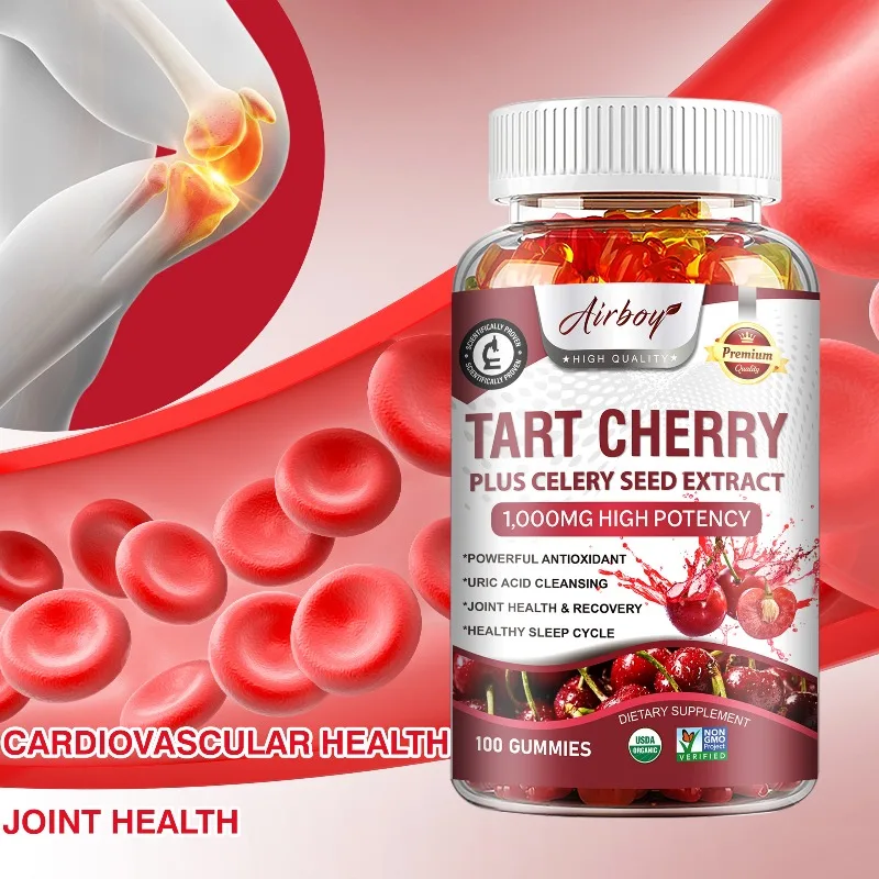 

Tart Cherry Gummies - Advanced Uric Acid Cleaning, Reduce Joint Discomfort, Improves Sleep, Muscle Recovery, Non-GMO