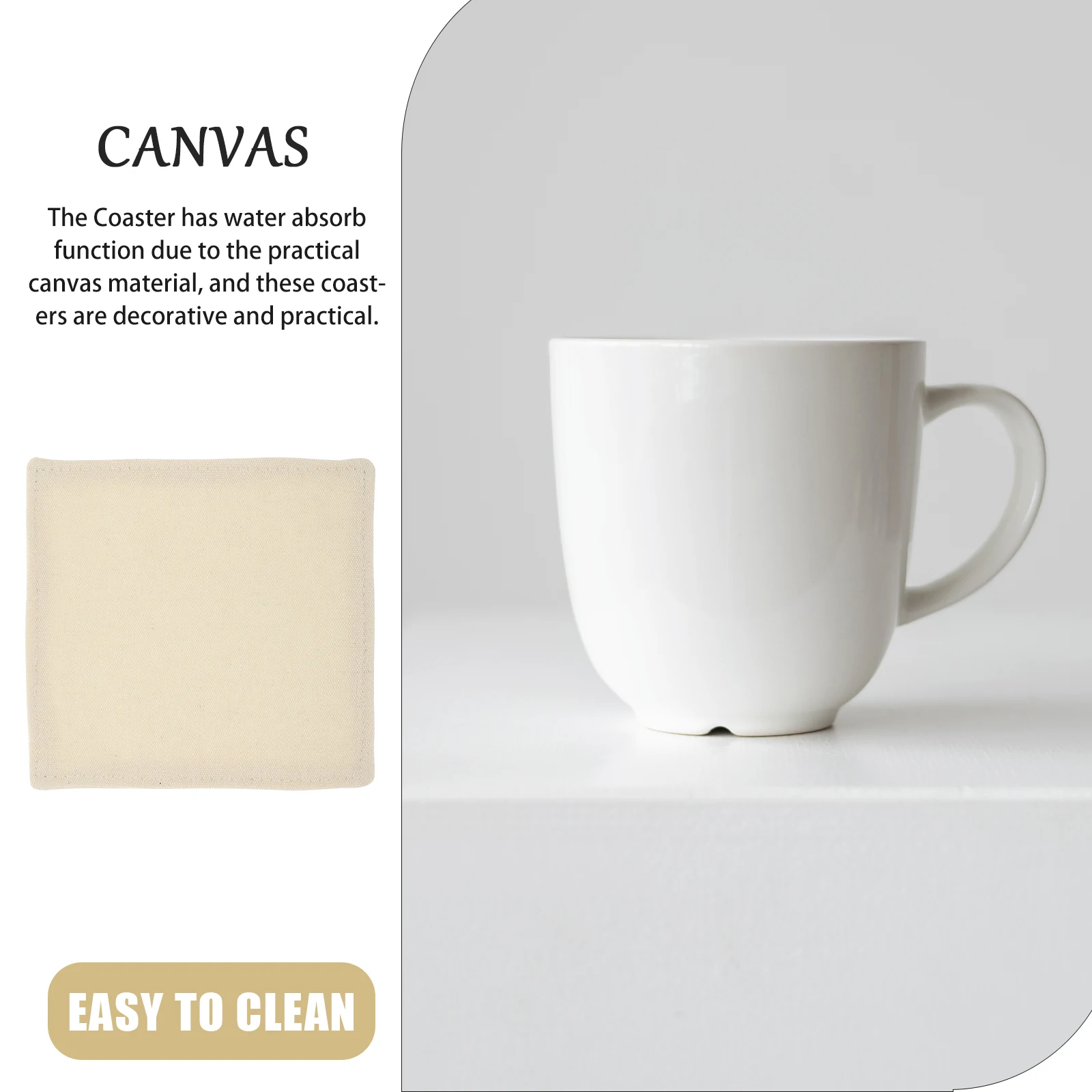 

4pcs Japanese Simple Canvas Heat-insulating and Water-absorbent Coasters White Desktop Cup Mat Coffee Table Decor Square