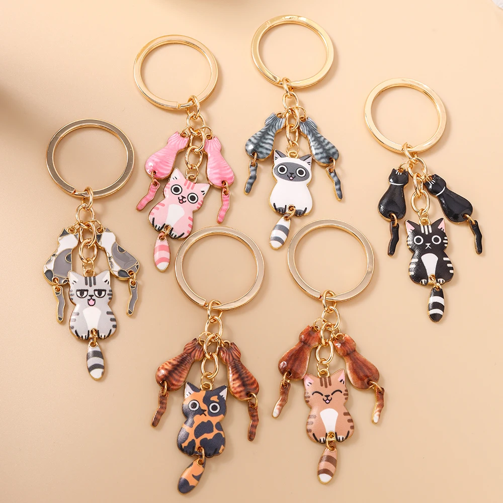Aihua Niedlicher Emaille-Cartoon-Welpen-Katzen-Schlüsselanhänger für Frauen und Mädchen, Schlüsselringe, Handtaschenanhänger, Geburtstagsgeschenk, Schmuck. – Detail 3