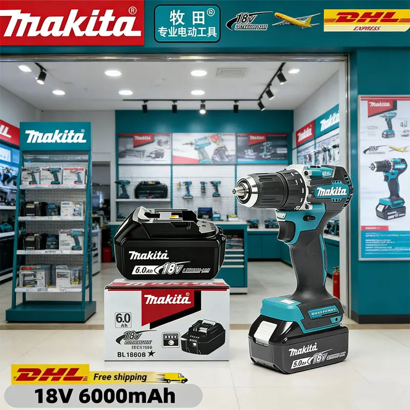 

100% original Makita 18V battery, suitable for Makita 18 volt BL1860B, BL1850B, BL1840, BL1830 DHP487 series tool batteries